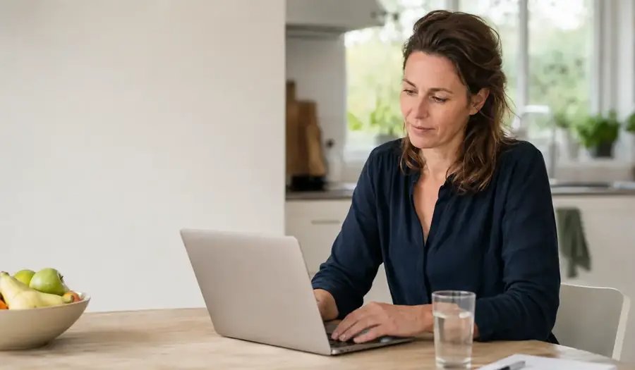 Vrouw die thuis de Vitaminetest invult